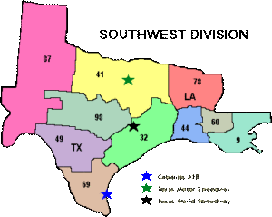 Map of the areas of the Southwest SCCA Division.